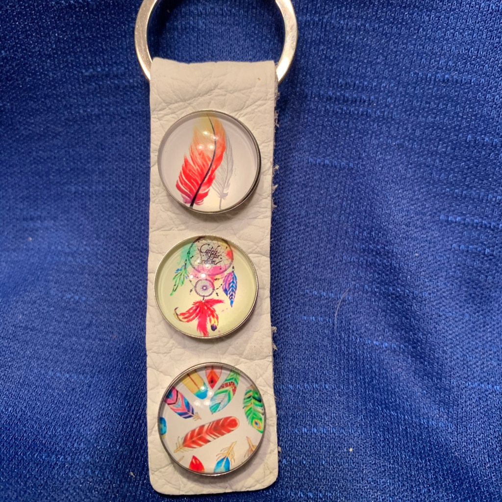 White Rectangular 3 Snap Keychain